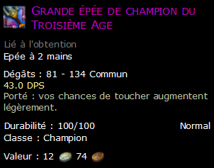 Grande épée de champion du Troisième Age