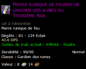 Pierre runique de foudre de gardien des runes du Troisième Age