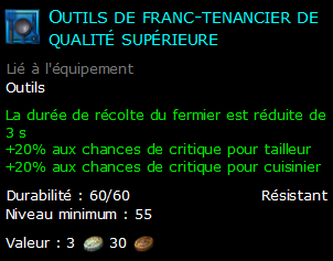 Outils de franc-tenancier de qualité supérieure