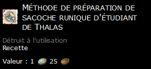 Méthode de préparation de sacoche runique d'étudiant de Thalas