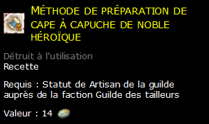 Méthode de préparation de cape à capuche de noble héroïque