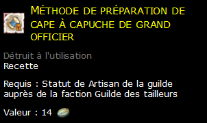 Méthode de préparation de cape à capuche de grand officier