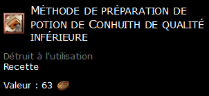 Méthode de préparation de potion de Conhuith de qualité inférieure