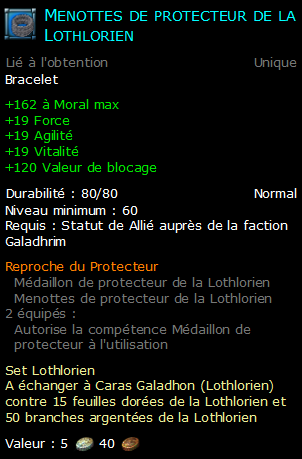 Menottes de protecteur de la Lothlorien