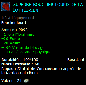 Superbe bouclier lourd de la Lothlorien