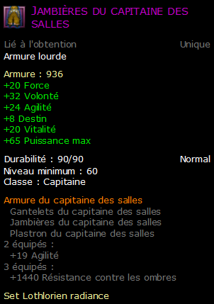 Jambières du capitaine des salles