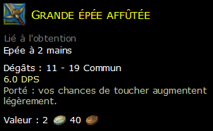 Grande épée affûtée