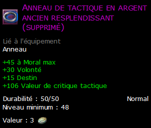 Anneau de tactique en argent ancien resplendissant (supprimé)