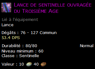 Lance de sentinelle ouvragée du Troisième Age