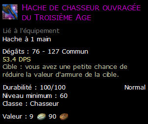 Hache de chasseur ouvragée du Troisième Age