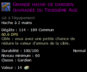 Grande hache de gardien ouvragée du Troisième Age