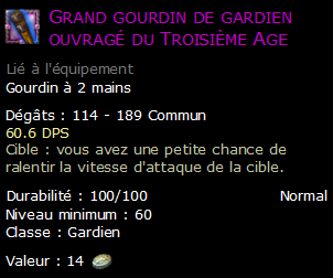 Grand gourdin de gardien ouvragé du Troisième Age