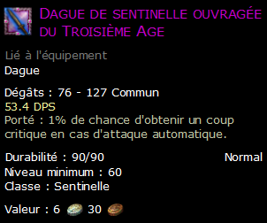 Dague de sentinelle ouvragée du Troisième Age