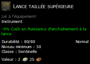 Lance taillée supérieure