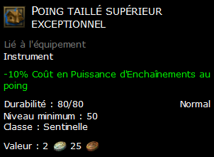 Poing taillé supérieur exceptionnel