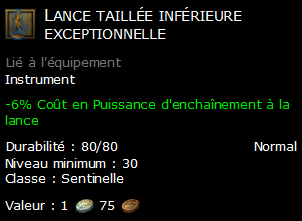 Lance taillée inférieure exceptionnelle