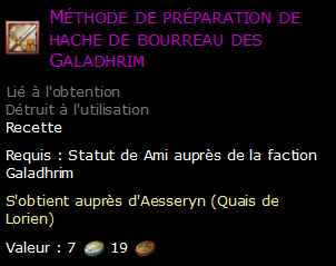 Méthode de préparation de hache de bourreau des Galadhrim