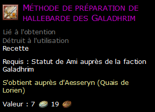 Méthode de préparation de hallebarde des Galadhrim