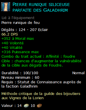 Pierre runique siliceuse parfaite des Galadhrim