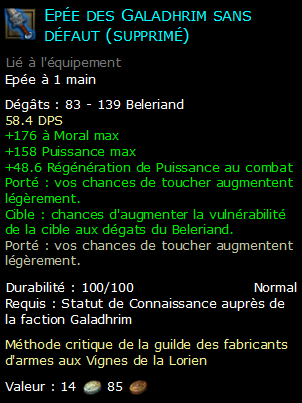 Epée des Galadhrim sans défaut (supprimé)