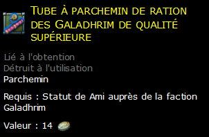 Tube à parchemin de ration des Galadhrim de qualité supérieure