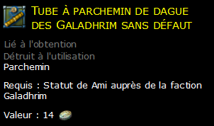 Tube à parchemin de dague des Galadhrim sans défaut