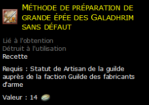 Méthode de préparation de grande épée des Galadhrim sans défaut