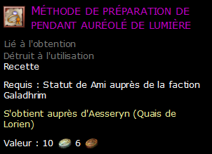 Méthode de préparation de pendant auréolé de lumière