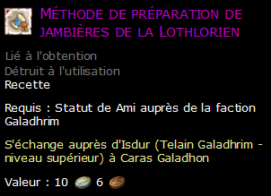 Méthode de préparation de jambières de la Lothlorien