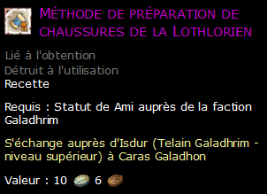 Méthode de préparation de chaussures de la Lothlorien