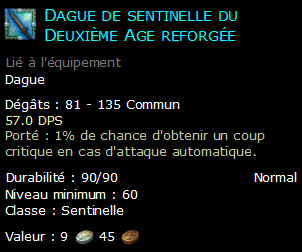 Dague de sentinelle du Deuxième Age reforgée