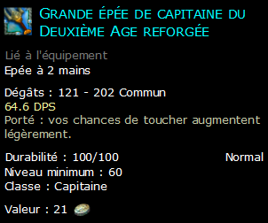 Grande épée de capitaine du Deuxième Age reforgée