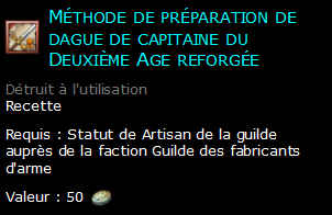 Méthode de préparation de dague de capitaine du Deuxième Age reforgée