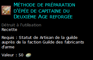 Méthode de préparation d'épée de capitaine du Deuxième Age reforgée