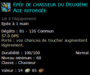 Epée de chasseur du Deuxième Age reforgée