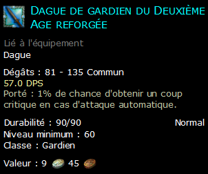 Dague de gardien du Deuxième Age reforgée