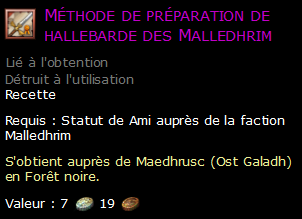 Méthode de préparation de hallebarde des Malledhrim