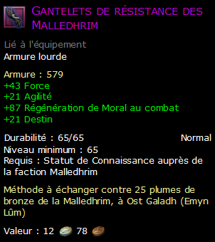 Gantelets de résistance des Malledhrim