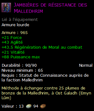 Jambières de résistance des Malledhrim