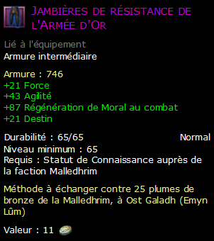 Jambières de résistance de l'Armée d'Or