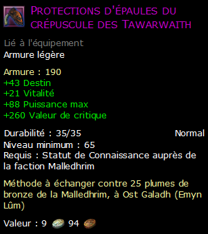 Protections d'épaules du crépuscule des Tawarwaith