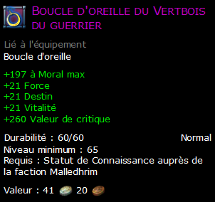 Boucle d'oreille du Vertbois du guerrier