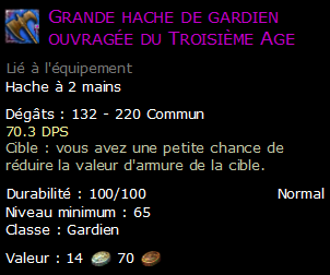 Grande hache de gardien ouvragée du Troisième Age