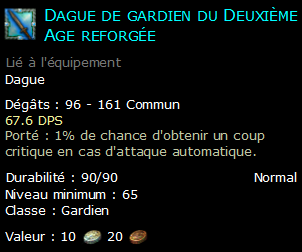 Dague de gardien du Deuxième Age reforgée