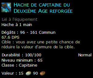 Hache de capitaine du Deuxième Age reforgée