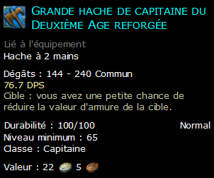 Grande hache de capitaine du Deuxième Age reforgée