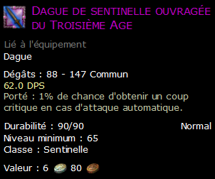 Dague de sentinelle ouvragée du Troisième Age