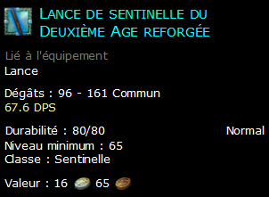 Lance de sentinelle du Deuxième Age reforgée