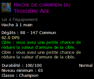 Hache de champion du Troisième Age