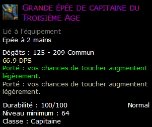 Grande épée de capitaine du Troisième Age